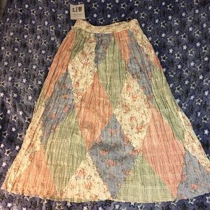 Willow Ridge Vtg Patchwork Skirt Pastel Scrunched